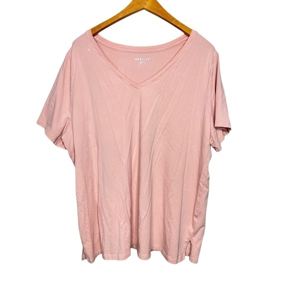 Ava & Viv Women’s Short Sleeve V-Neck T-Shirt Pink Size 3X - Picture 1 of 5